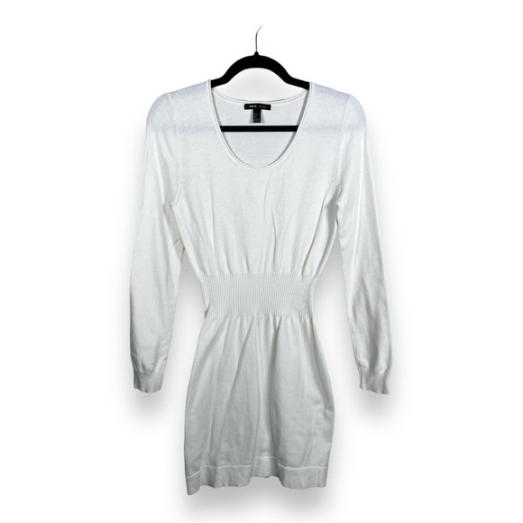 SMALL MNG IVORY WHITE KNIT SWEATER DRESS NEUTRAL SOFT LONG SLEEVE - Picture 1 of 8